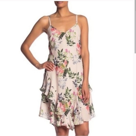 Parker Cream Floral Ruffle Tank Dress Size M - Picture 1 of 8